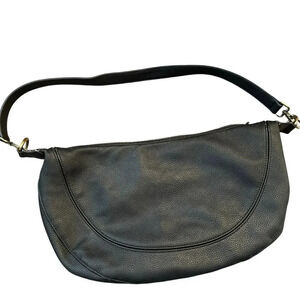 Anthropologie Urban Originals Black Leather Half Moon Crossbody Bag